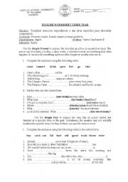 English worksheet: English Worksheet number 1