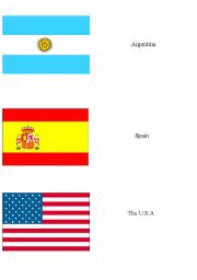 English Worksheet: memory game + flags