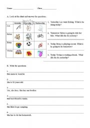 English Worksheet: Past simple, Present continuous, Future tense