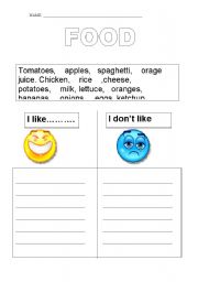 FOOD WORKSHEET - ESL worksheet by irellalo