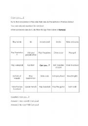 English Worksheet: Can you Bingo