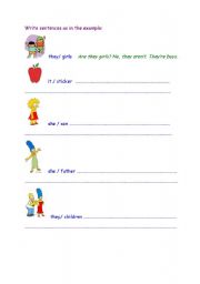 English worksheet: sentences with to be