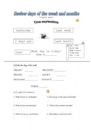 English Worksheet: days of the week an months (simple past)