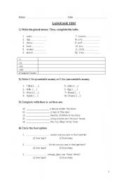 English worksheet: LANGUAGE TEST