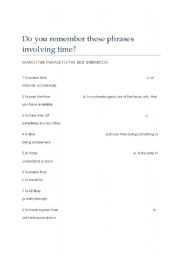 English Worksheet: Phrases Involving Time