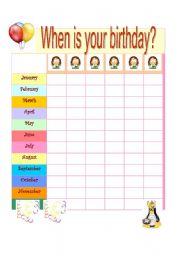 English Worksheet: When is your birthday?