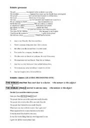 English Worksheet: relative pronouns/clauses