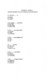 English Worksheet: ejercicios de modals