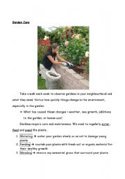 English Worksheet: garden care