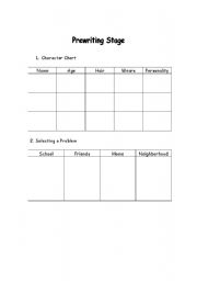 English Worksheet: Prewriting realistic fictional stories 