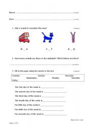 English worksheet: beginner test