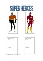 English Worksheet: Superheroes