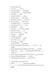 English Worksheet: prepositions at in on