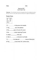 English worksheet: Verb Tense 