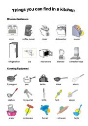 English Worksheet: Things you can find in a kitchen