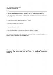 English Worksheet: Sense and Sensibility Graded Readers Exam