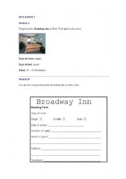 English Worksheet: Booking a Room at a hotel (Situation 2) 