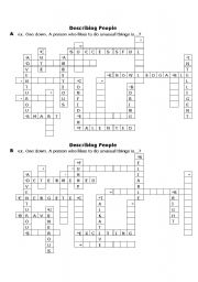 English Worksheet: Describing People Crossword