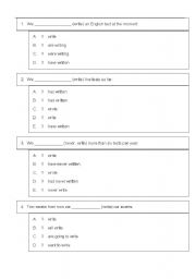 English Worksheet: tense