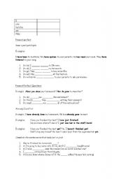 English Worksheet: Present perfect summary sheet