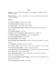 English worksheet: idioms