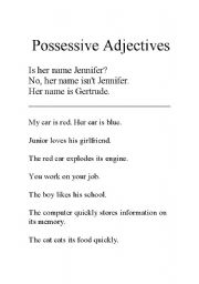 English Worksheet: Possessive Adjectives