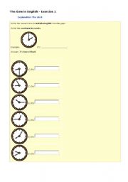 English Worksheet: time in english