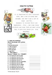 healthy/unhealthy food - ESL worksheet by suzafar
