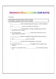 English Worksheet: Environment