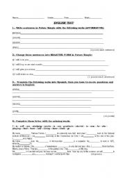 English Worksheet: future simple