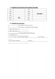 English Worksheet: The months