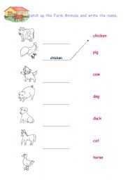 Farm Animals - Easy - ESL worksheet by Zora