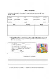 English Worksheet: Family members