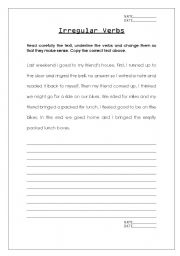 English worksheet: Past simple tense