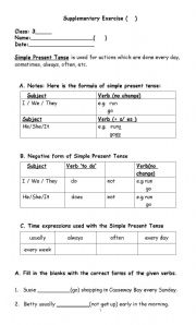 English Worksheet: Practice of simple present tense