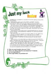 English Worksheet: Just my luck (review)