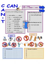 English Worksheet: CAN and CANT