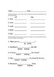 English Worksheet: Ending with -ed and -ing