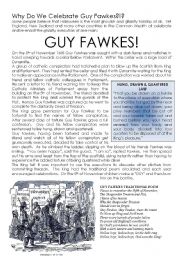 English Worksheet: Guy Fawkes - A History