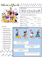 English Worksheet: COLOURS AND FRIENDS