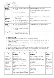 English Worksheet: writing a personal letter