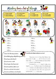 English Worksheet: MICKEY DOES A LOT OF THINGS.