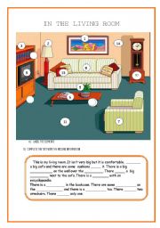 THERE IS/ THERE ARE: IN THE LIVING ROOM: prepositions