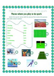 Places where you play or do sports with answer key :)