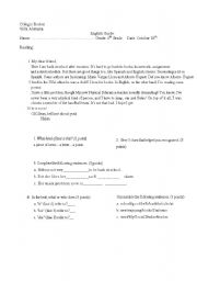 English Worksheet: My dear friend