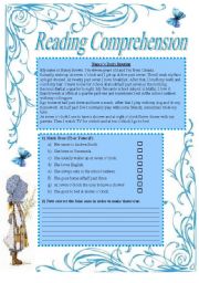 English Worksheet: Reading Comprehension about daily routines