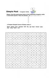 English Worksheet: The Puzzle of  irregular Verbs Past Form 