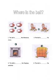 English worksheet: Where is the ball?