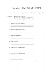 English Worksheet: Modal Auxiliary Verb (must, mustnt)
