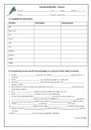 English Worksheet: worksheet Past Simple  and Past Continuous